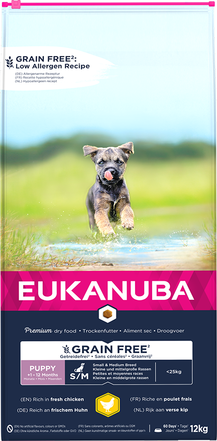Eukanuba Grain Free Puppy Small & Medium Breed Hond - Kip 12kg