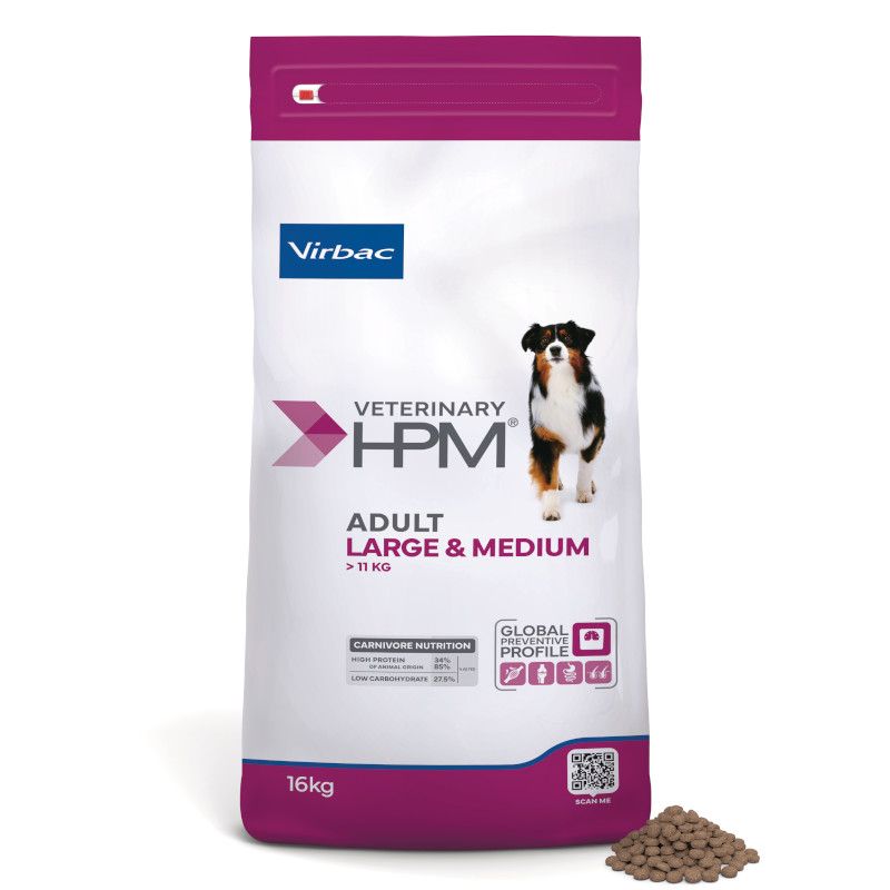 Virbac Veterinary HPM Adult Large & Medium Hond - 16kg