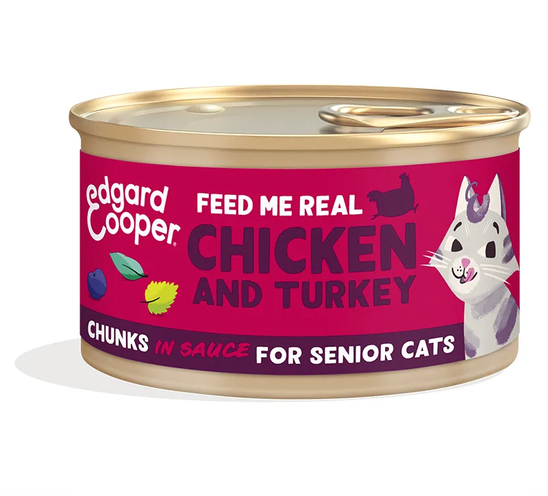 Edgard & Cooper Senior Kip & Kalkoen Kat - blik 1x85g