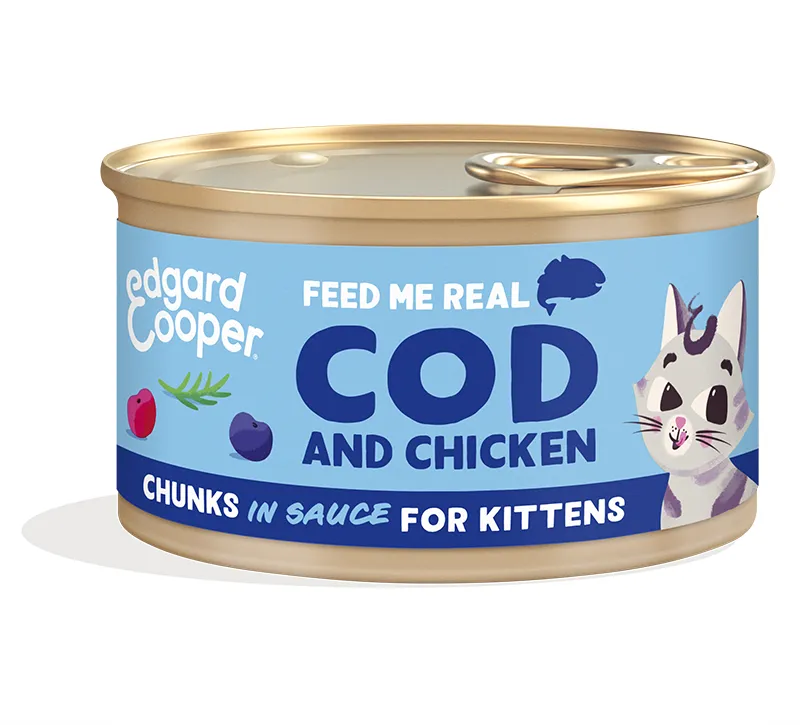 Edgard & Cooper Kitten Kabeljauw & Kip Kat - blik 1x85g